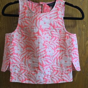 J. Crew Crop Coral and White Floral Blouse